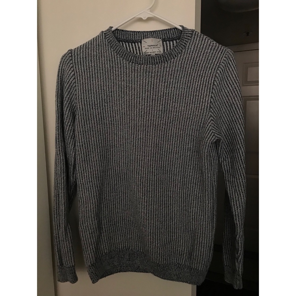 Topman- Blue Textured Knit Sweater